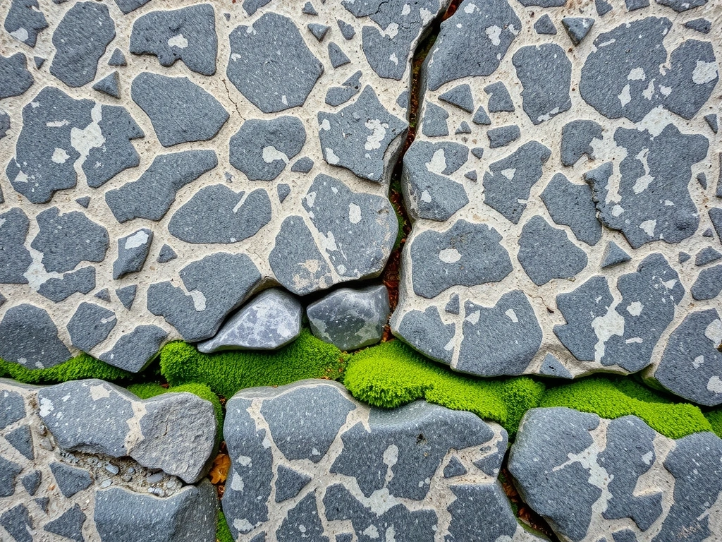 Detail textury kamene a mechu